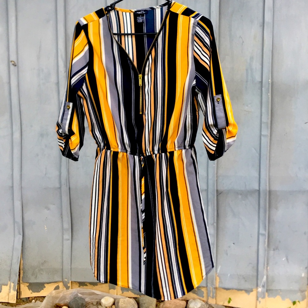 Yellow striped dress. Size small.